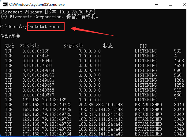 Win11如何查找指定端口信息